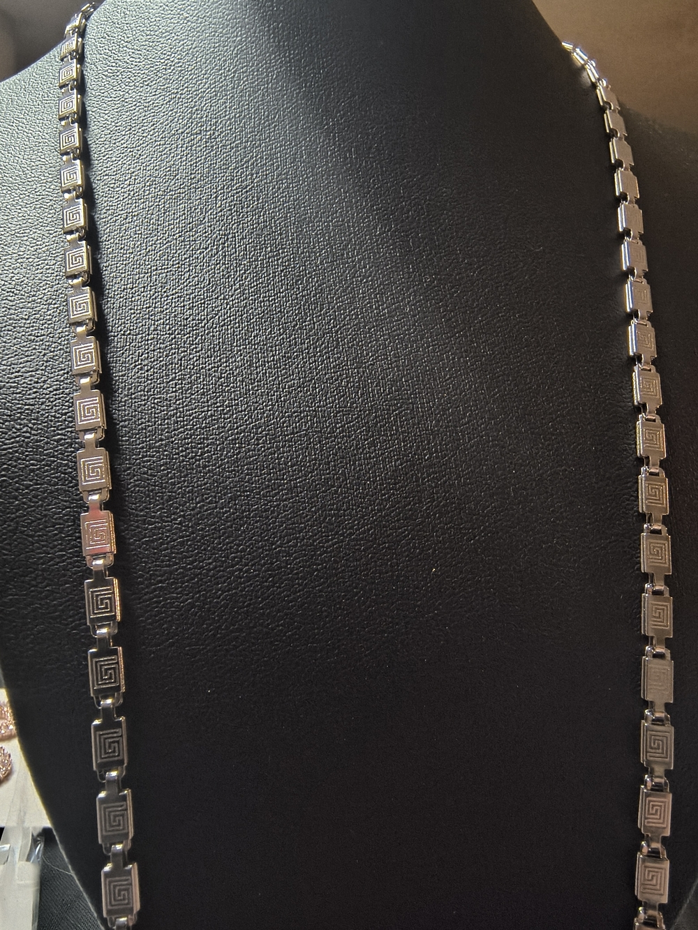 Men's Silver Greek Key Link Necklace